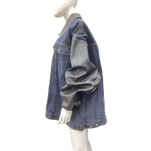 Dapper Dan VTG Authentic 90s Denim Leather Jacket US Size 3X - Picture 6 of 7